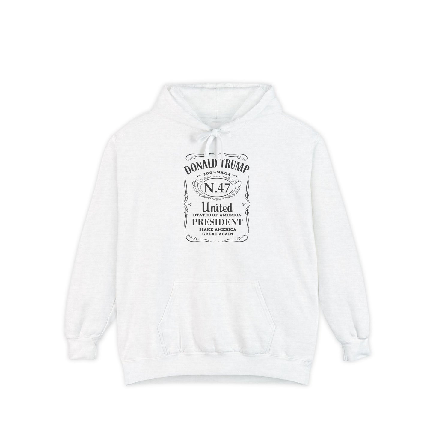 Trump Number 47 Label Graphic Comfort Colors Garment Dyed Hoodie - Cozy Unisex Hooded Sweatshirt, Gift for Political Enthusiasts, Patriotic