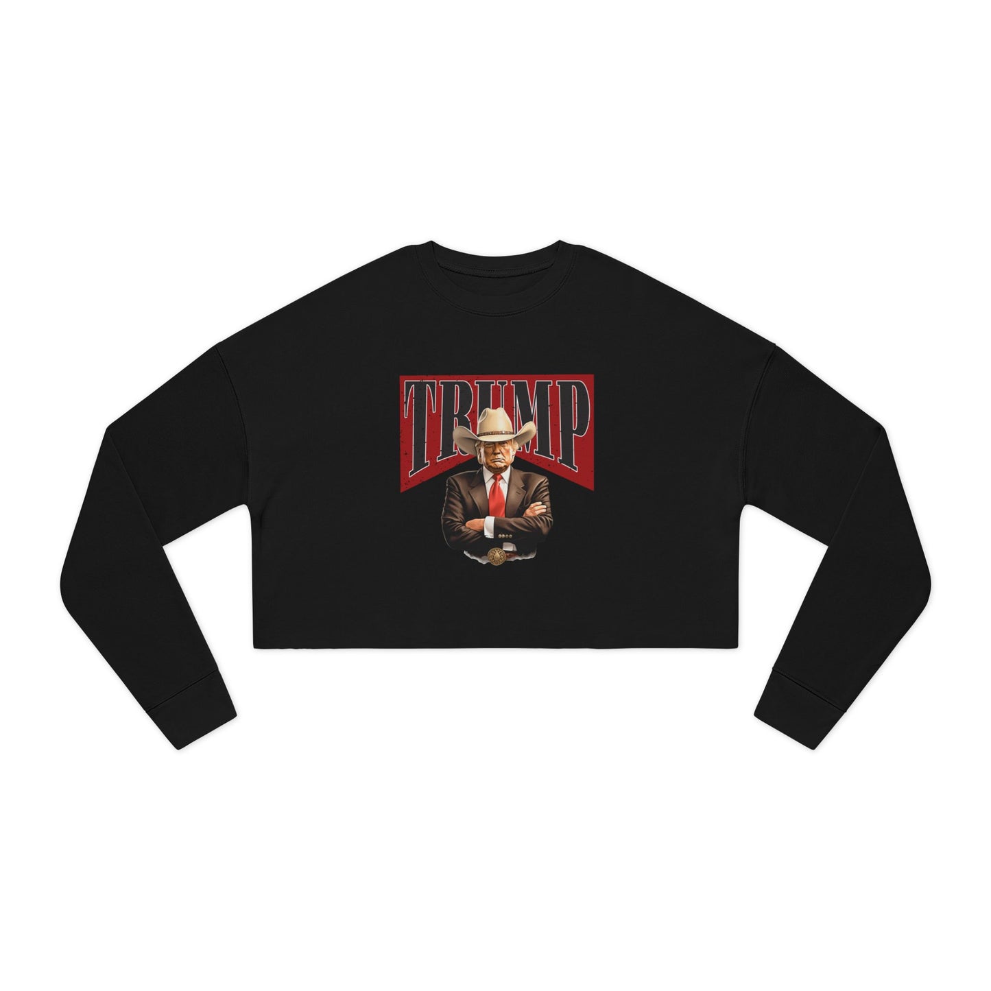 Trump in a Cowboy Hat Cropped Crewneck Sweatshirt