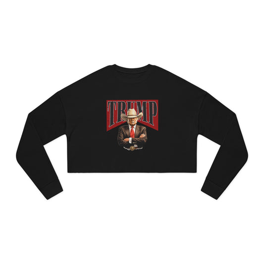 Trump in a Cowboy Hat Cropped Crewneck Sweatshirt