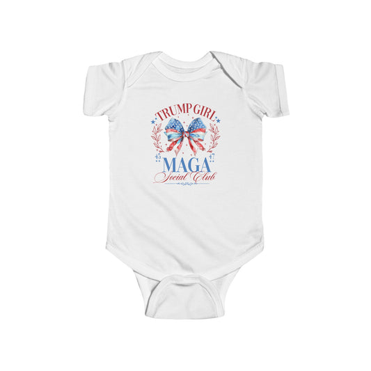 Preppy Social Club Style Trump Girl Infant Onesie, Baby Bodysuit, Conservative Baby Clothing, Republican Baby Outfit, Political Baby Gift